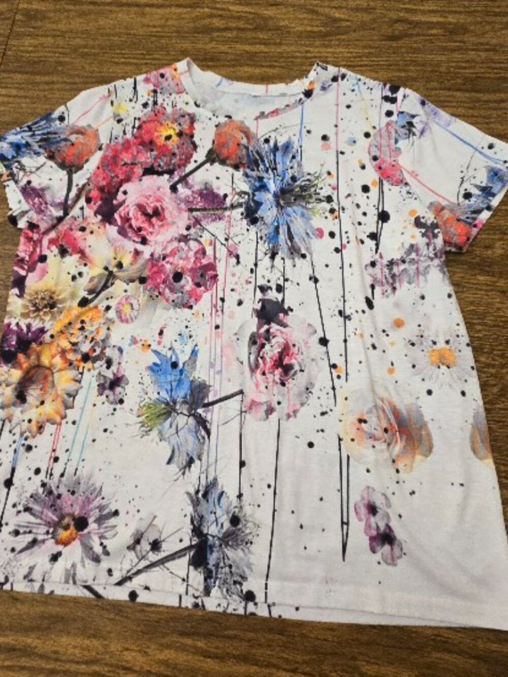 Women's Graphic Print 100% Polyester Short Sleeves Tee-Shirt - Multicolors - LGE
